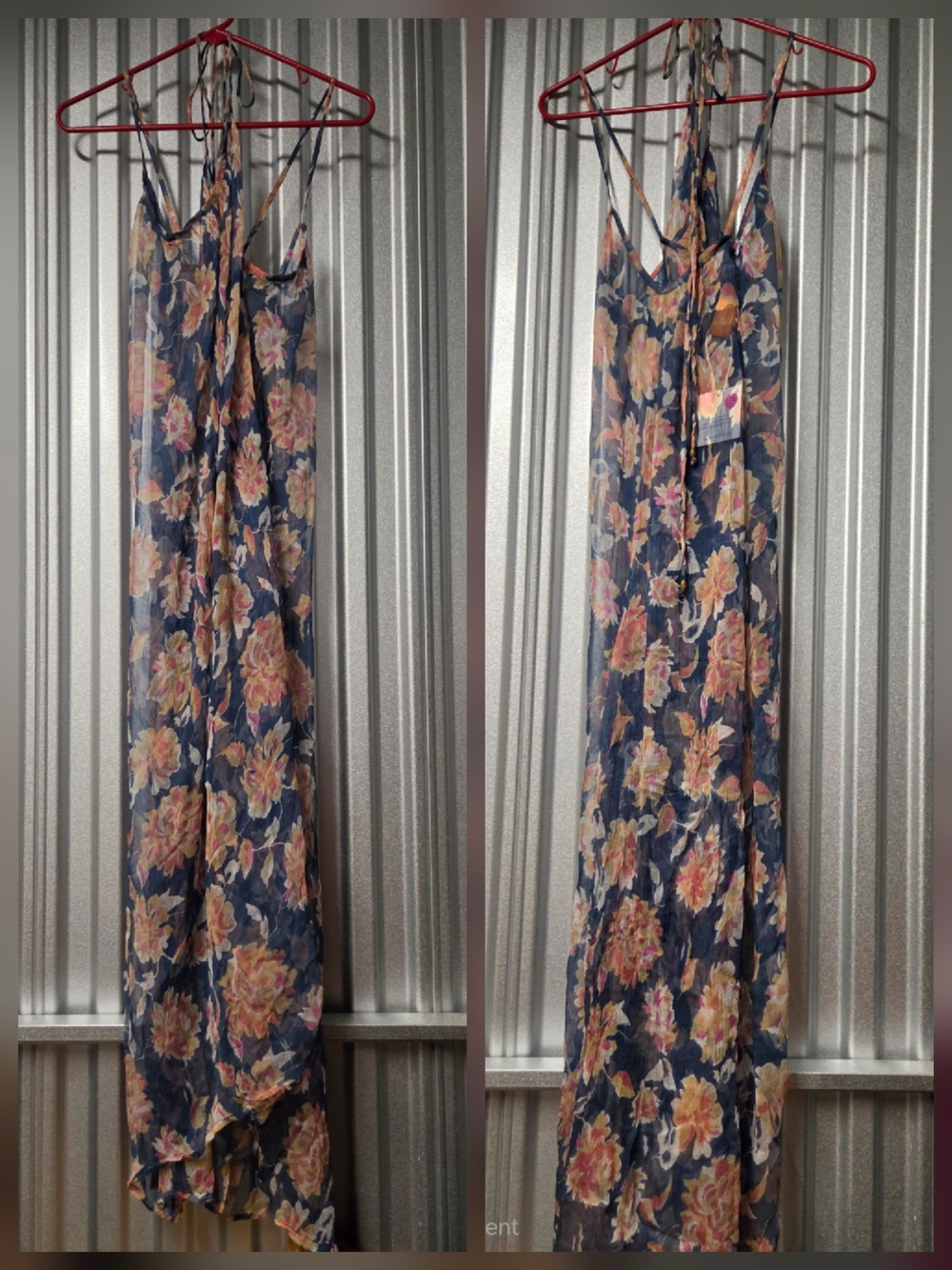 Gillia Boho Floral Silk Wrap Dress S